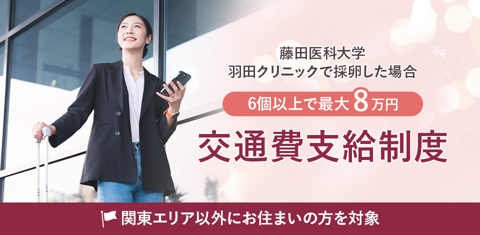 藤田医科大学羽田クリニックで採卵した場合6個以上で最大8万円　交通費支給制度